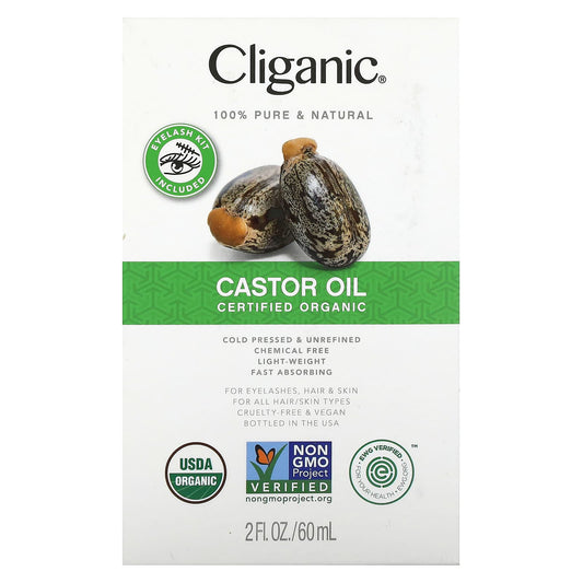 Cliganic USDA Organic Cold-Pressed Castor Oil 2 fl oz - Image 1