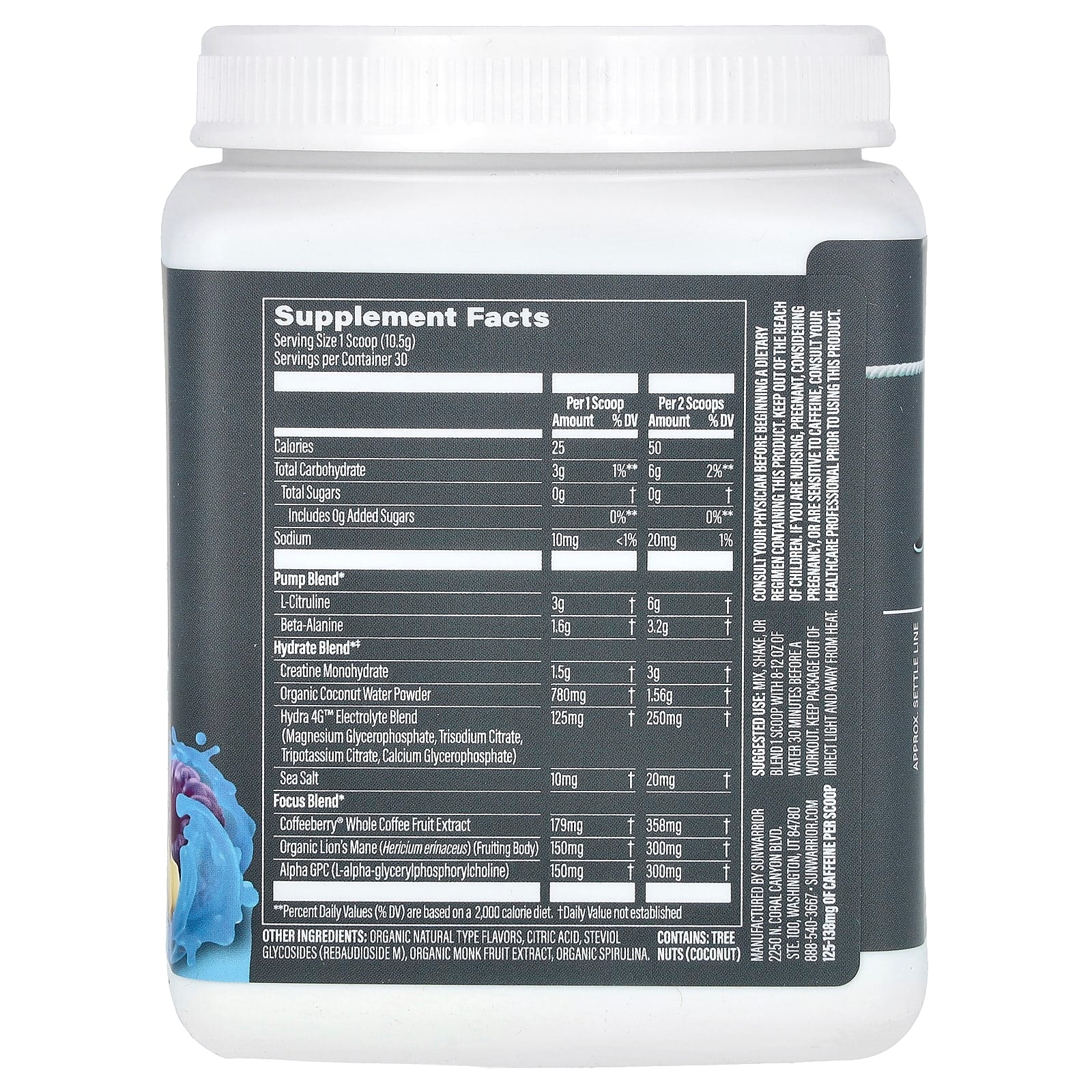 Sunwarrior, Sport, Active Pre-Workout, Blue Raspberry Pineapple , 11.1 oz (315 g) - Image 2