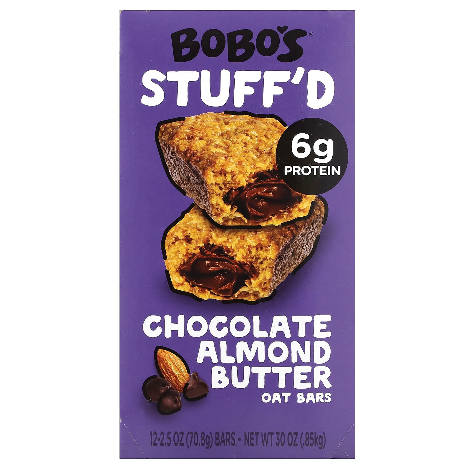 Bobo's Chocolate Almond Butter Oat Bars, 12 Count, Vegan, Gluten-Free, 2.5 oz - Image 1