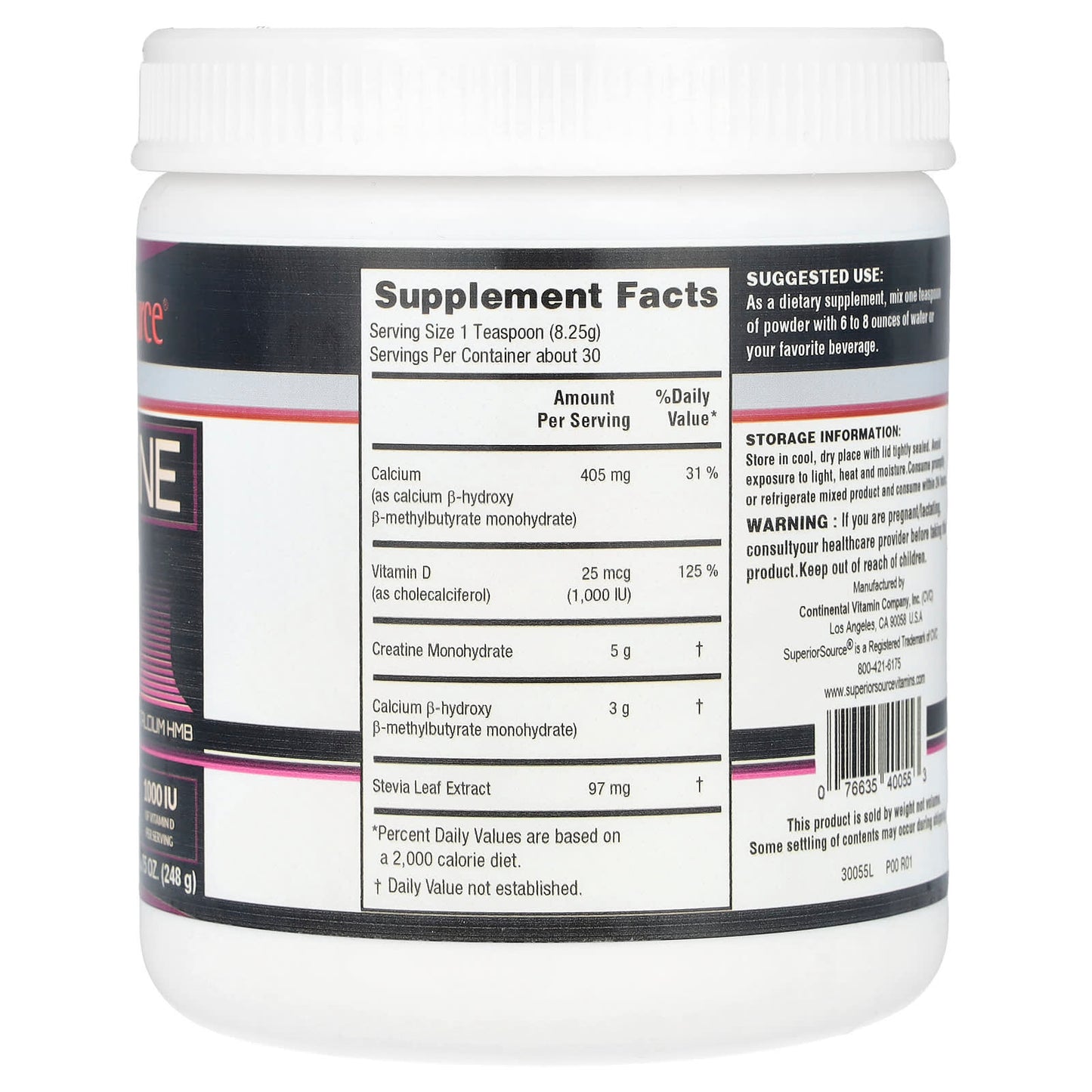 Superior Source, Creatine HMB, 8.75 oz (248 g) - Image 2