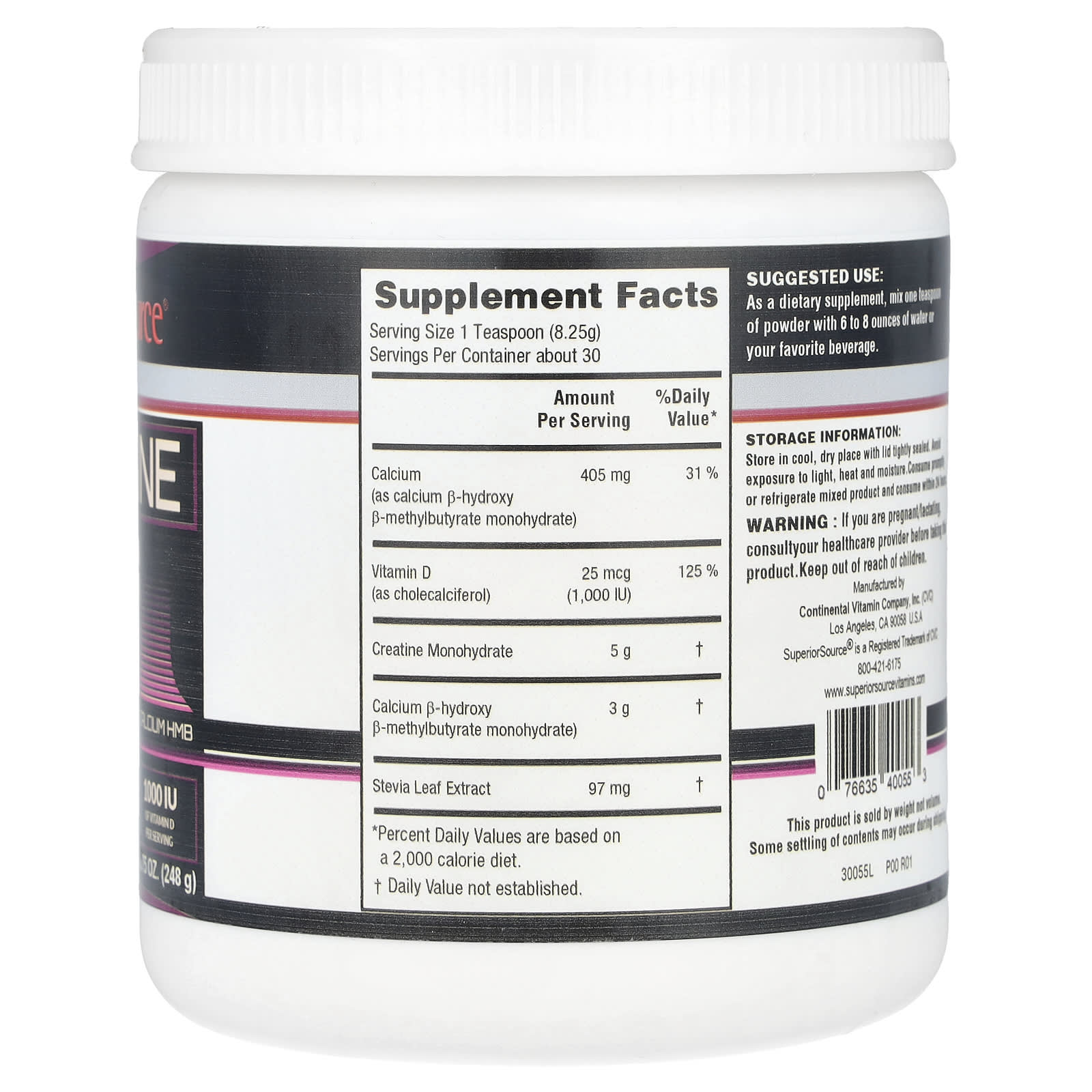 Superior Source, Creatine HMB, 8.75 oz (248 g) - Image 2