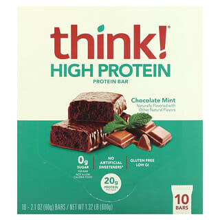 High Protein Chocolate Mint Bars by Think! - 10 Count, 2.1 oz Each