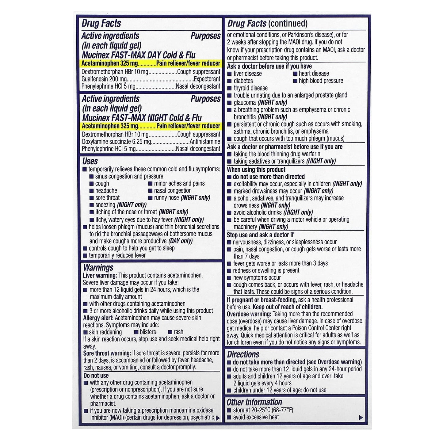 Mucinex, Fast-Max Day/Night Cold & Flu, Maximum Strength, Ages 12+, 24 Liquid Gels - Image 2