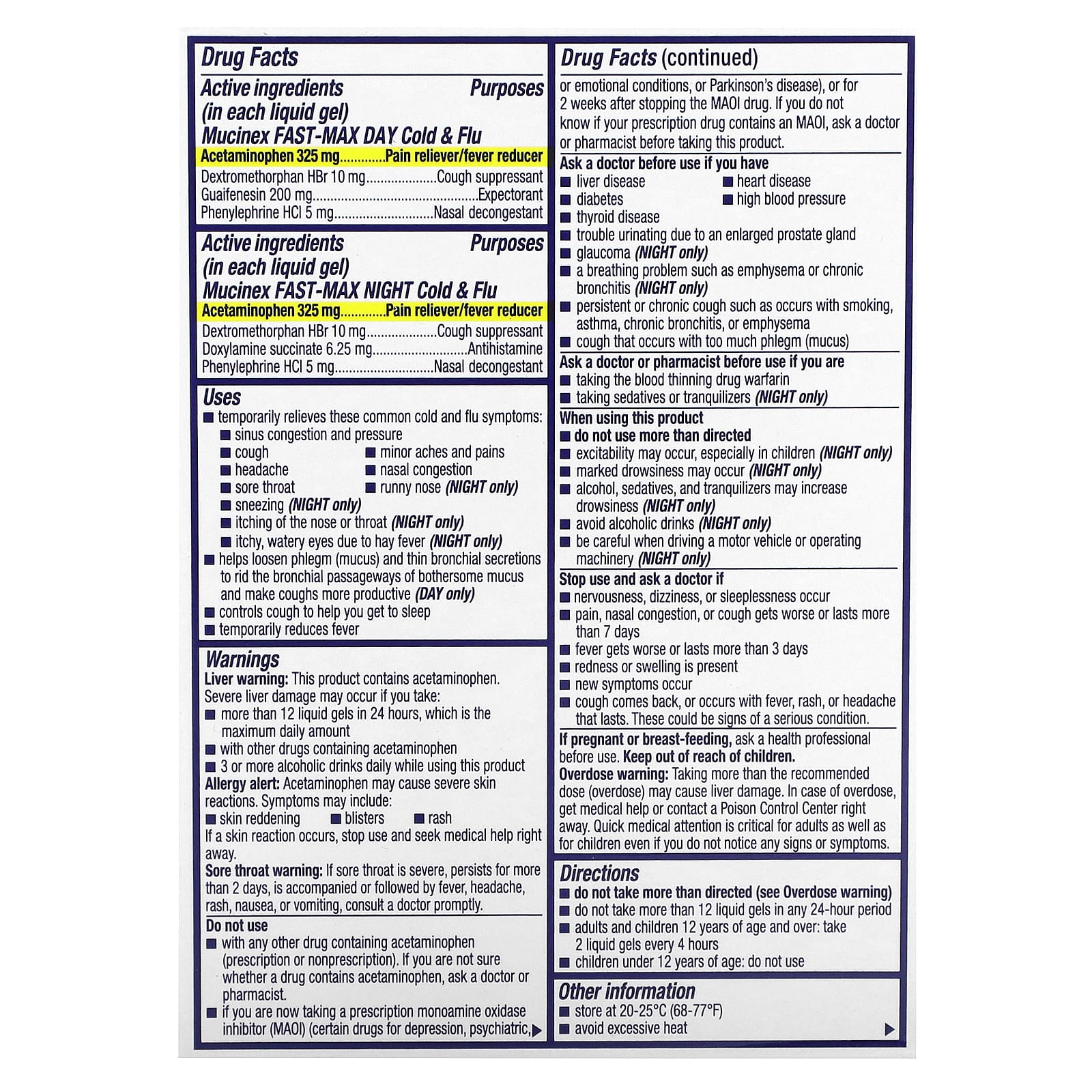 Mucinex, Fast-Max Day/Night Cold & Flu, Maximum Strength, Ages 12+, 24 Liquid Gels - Image 2