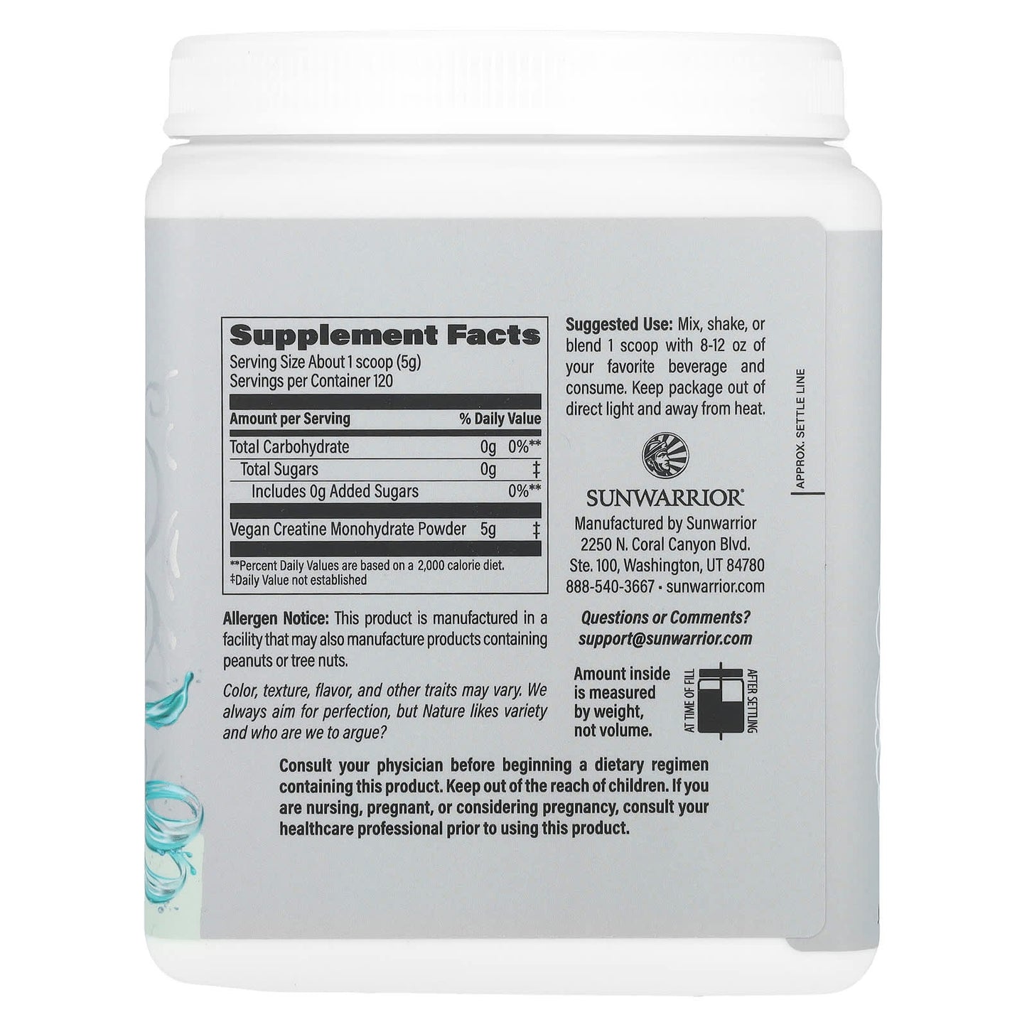 Sunwarrior, Sport, Active Creatine Monohydrate, Unflavored, 1.32 lb (600 g) - Image 2