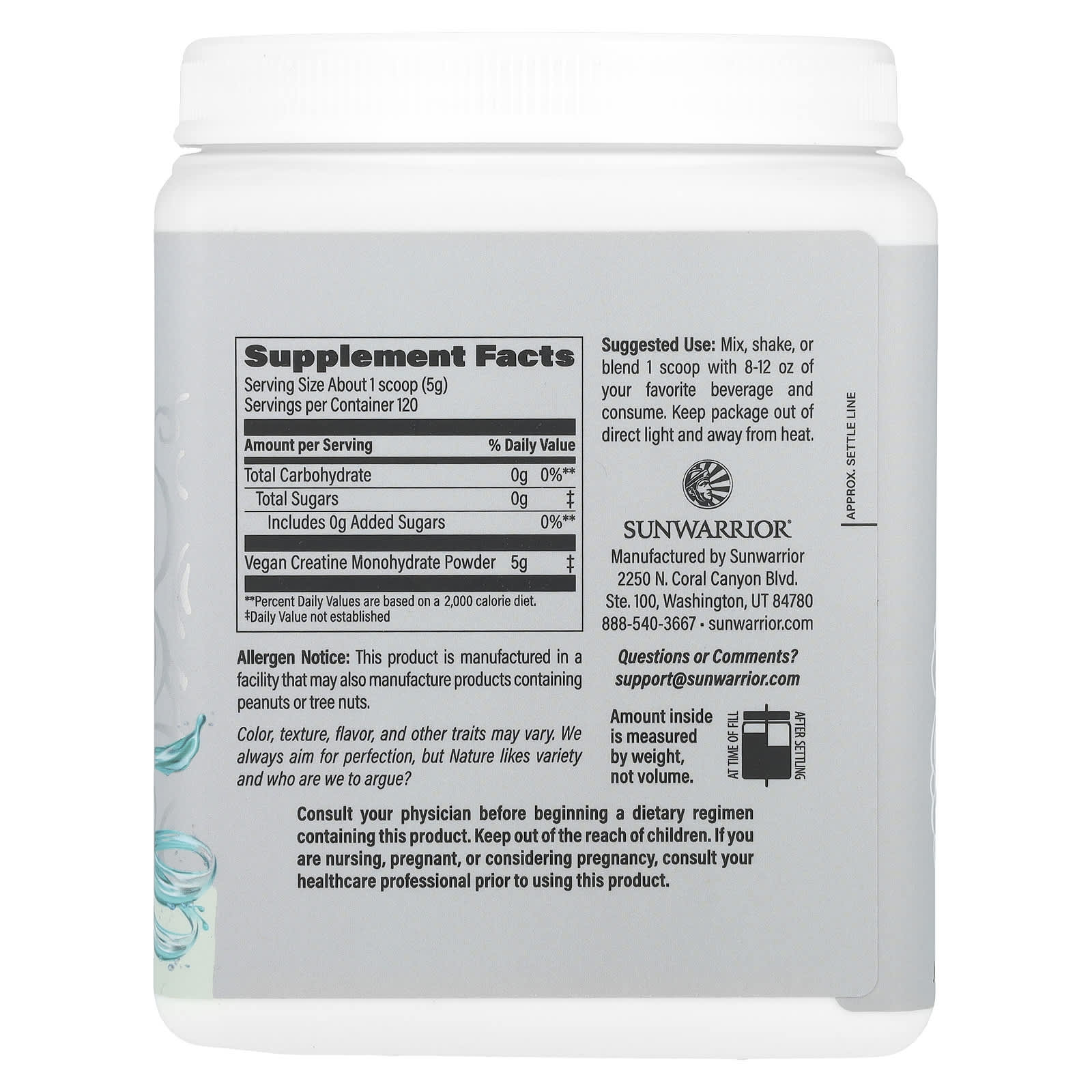 Sunwarrior, Sport, Active Creatine Monohydrate, Unflavored, 1.32 lb (600 g) - Image 2