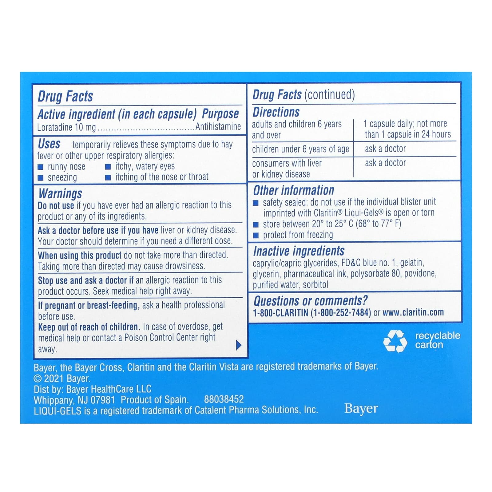 Claritin Non-Drowsy 24HR Allergy Relief, 30 Liquid-Filled Capsules - Image 2