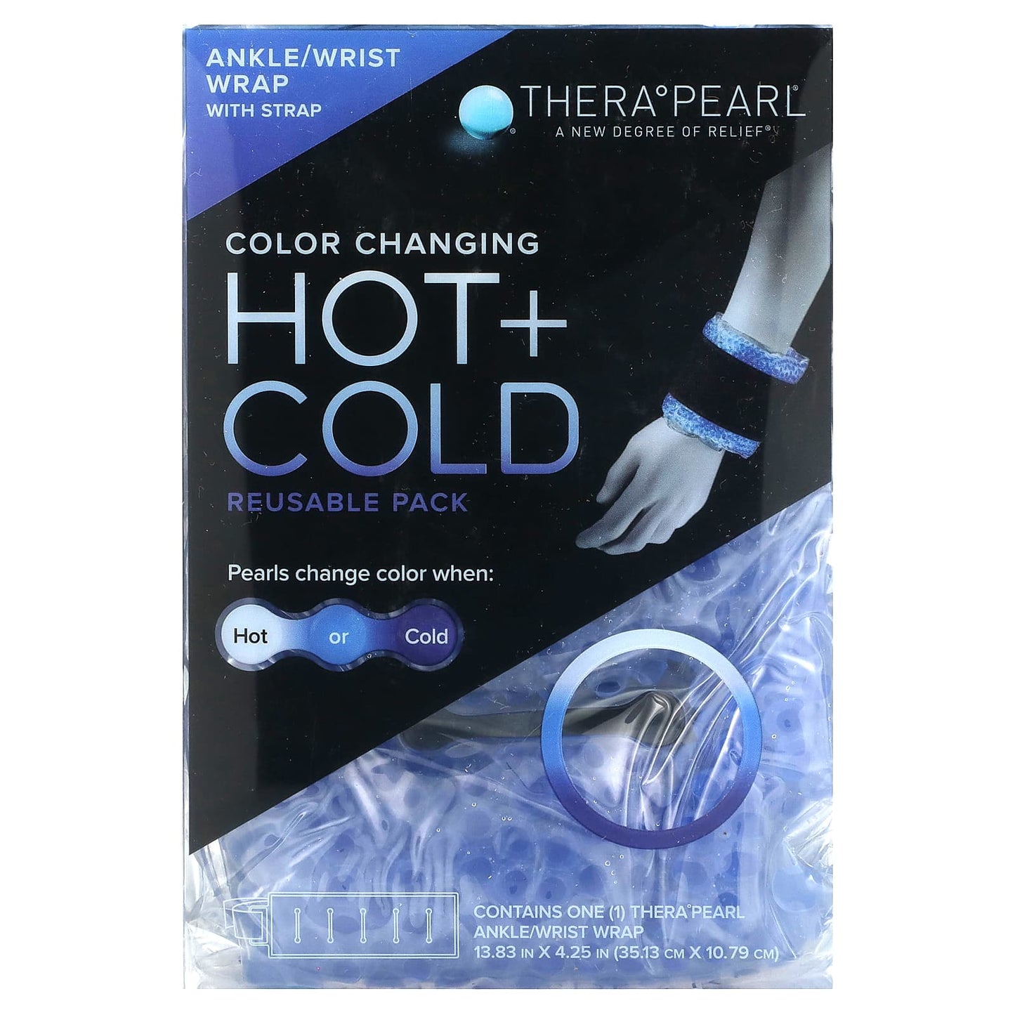 TheraPearl, Color Changing Hot + Cold Reusable Pack, Ankle/Wrist Wrap with Strap, 1 Wrap - Image 1