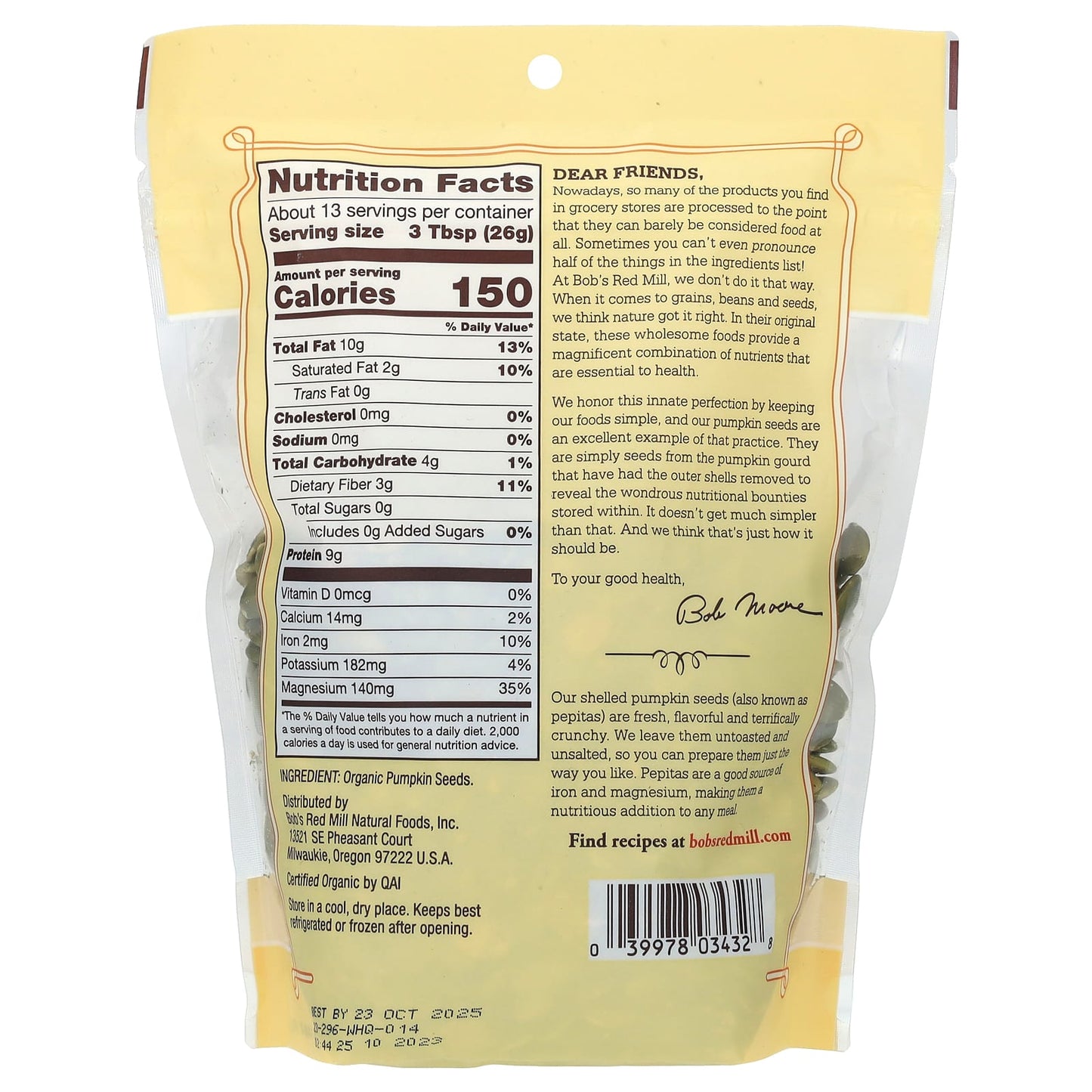 Bob's Red Mill USDA Organic Shelled Pumpkin Seeds 12 oz - Image 2