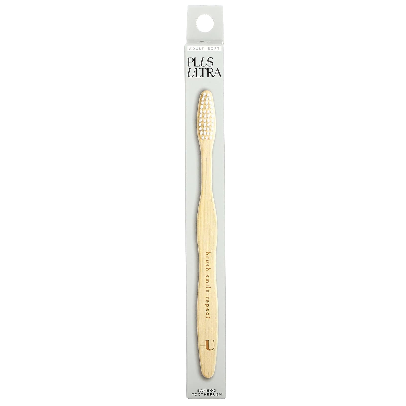 Plus Ultra, Bamboo Toothbrush, Brush Smile Repeat, Soft, Adult, 1 Toothbrush - Image 1