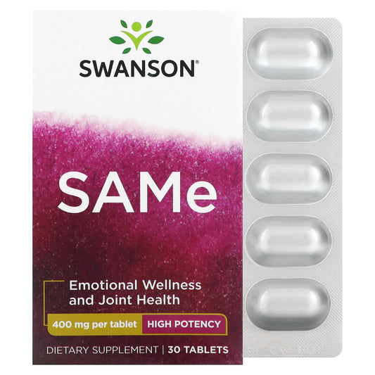 Swanson, SAMe, High Potency, 400 mg, 30 Tablets - Image 1