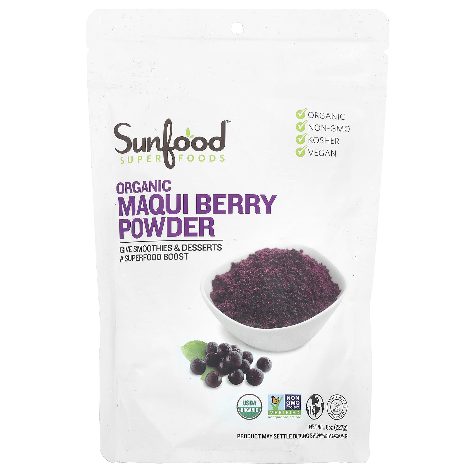 Sunfood, Organic Maqui Berry Powder, 8 oz (227 g) - Image 1
