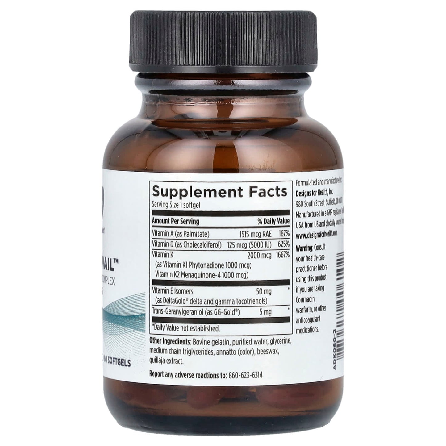 Vitamin D, A, K & E Complex for Bone, Heart & Immune Health - 60 Softgels - Image 2