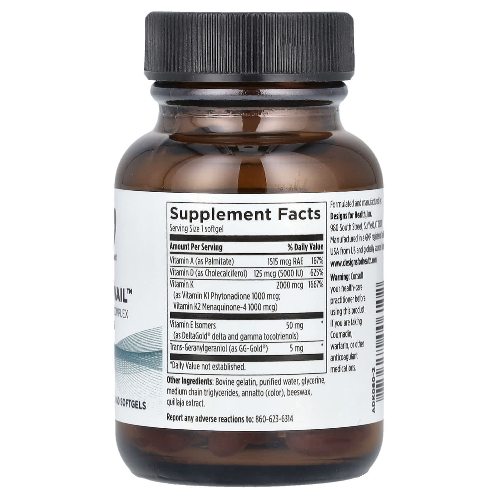 Vitamin D, A, K & E Complex for Bone, Heart & Immune Health - 60 Softgels - Image 2