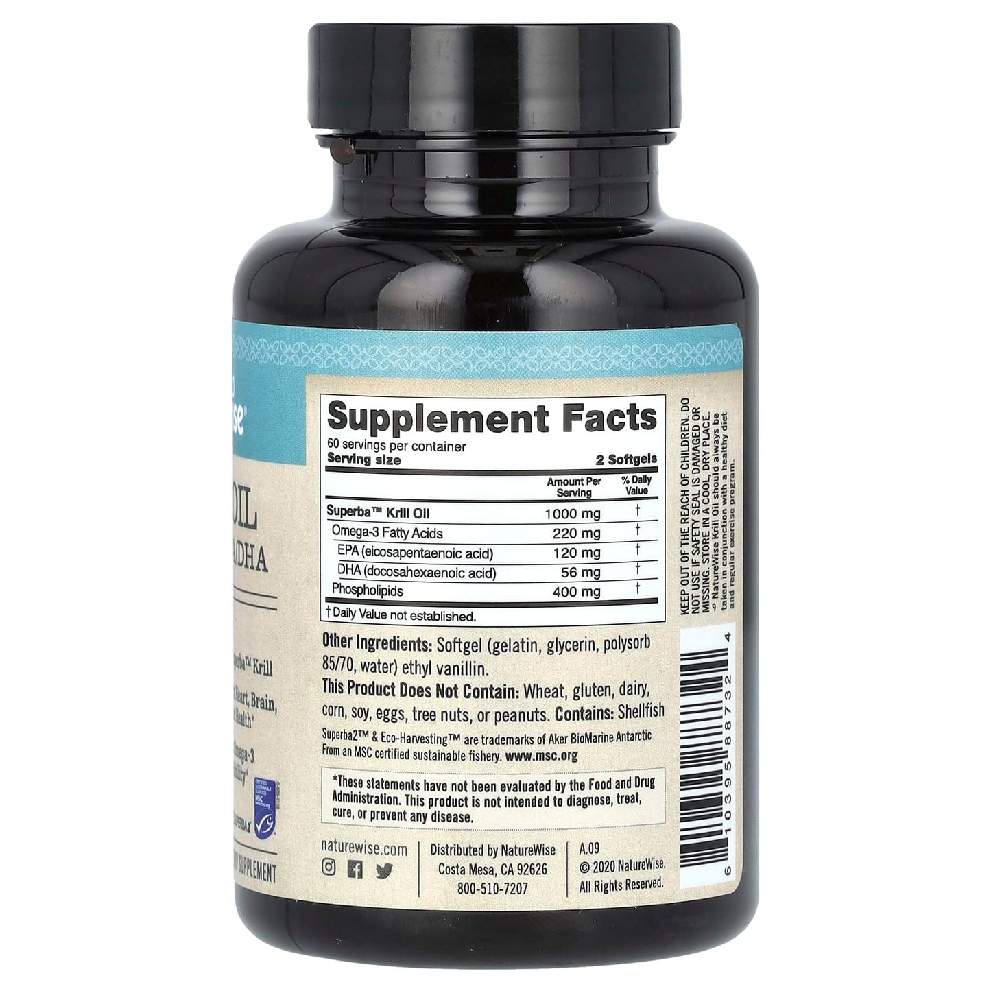 NatureWise, Krill Oil, Omega-3 EPA/DHA, 120 Softgels - Image 2