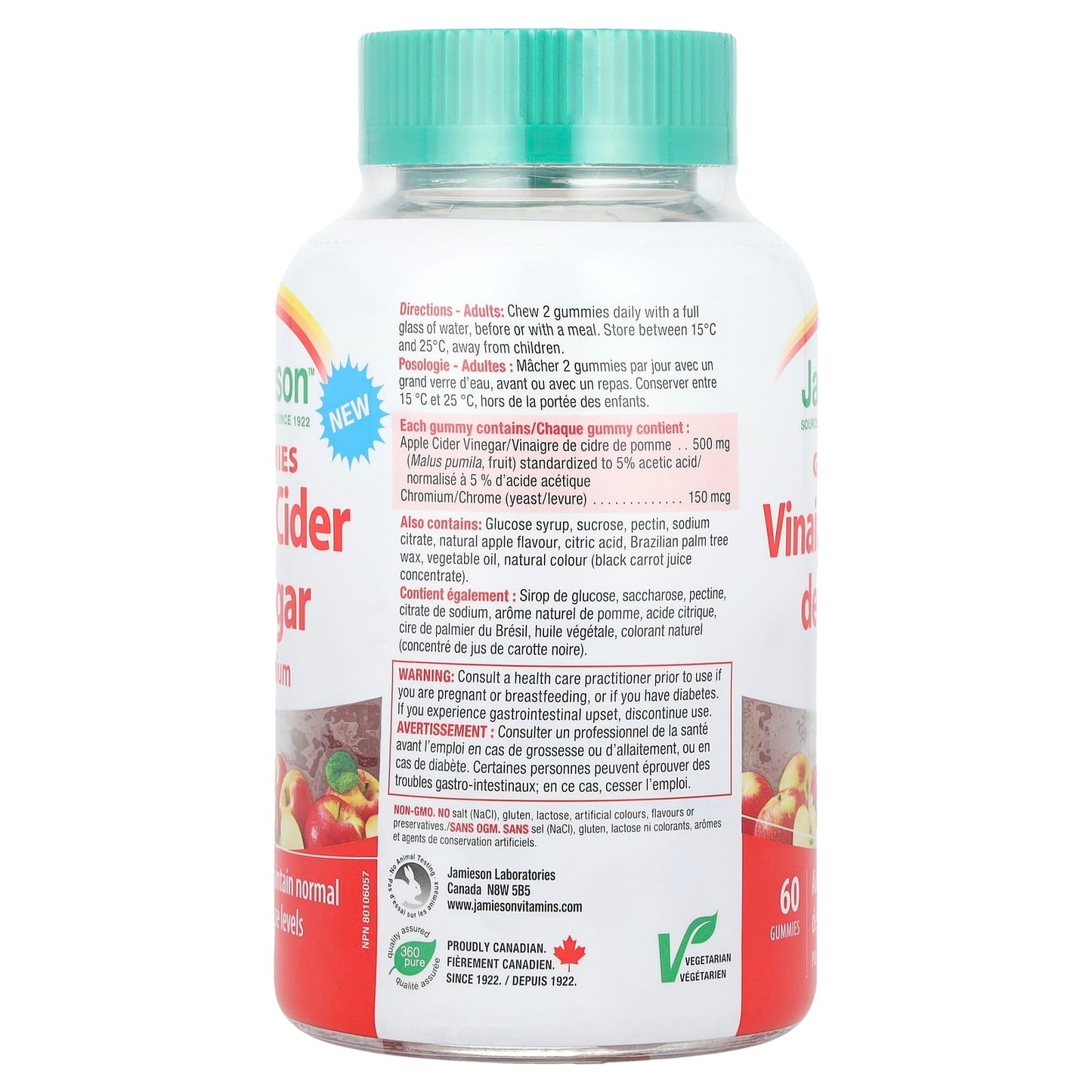 Jamieson Apple Cider Vinegar + Chromium Gummies for Blood Sugar Support - Image 2