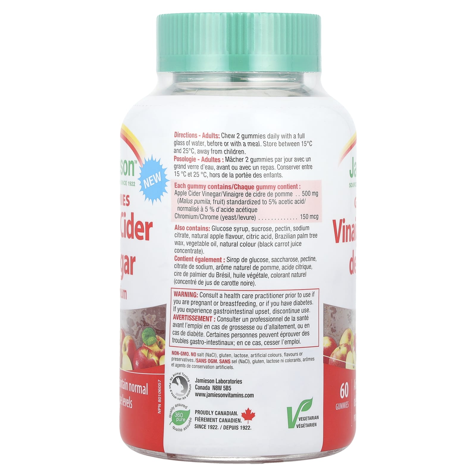 Jamieson Apple Cider Vinegar + Chromium Gummies for Blood Sugar Support - Image 2