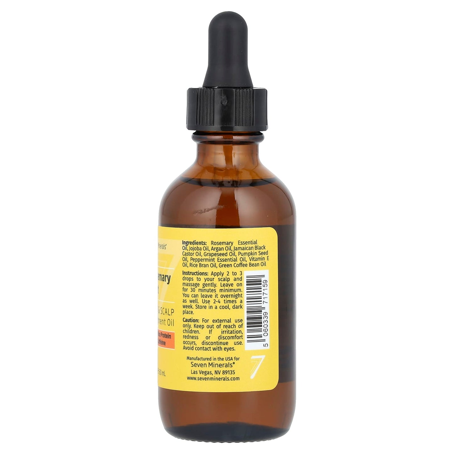 Seven Minerals, Rosemary Mint, Hair & Scalp Treatment Oil, With Rice Protein & Caffeine, 2 fl oz (60 ml) - Image 2