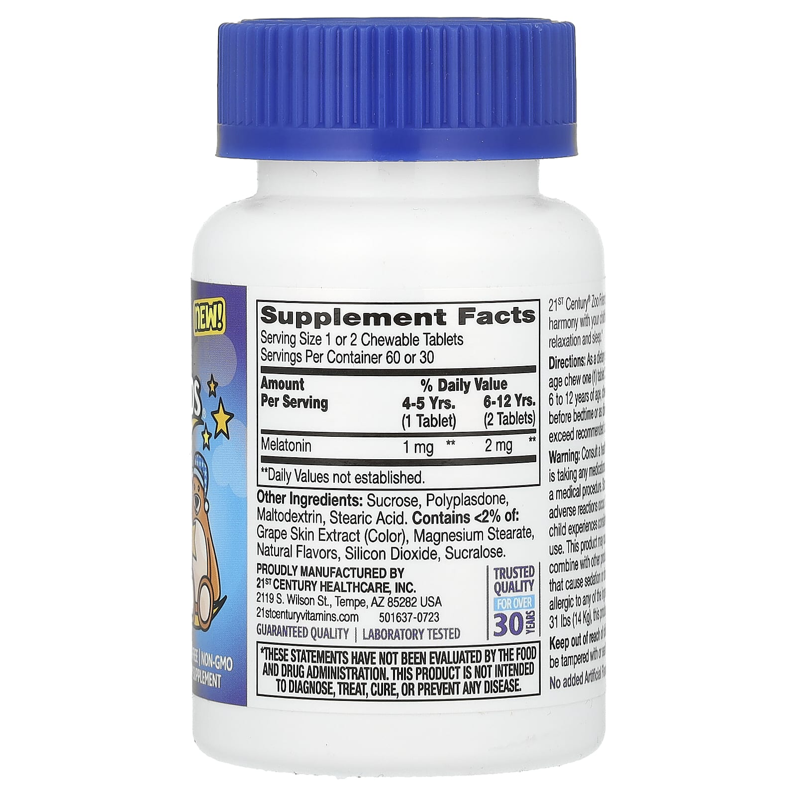 21st Century Zoo Friends Sleep Aid for Kids, 60 Chewable Tablets - Image 2