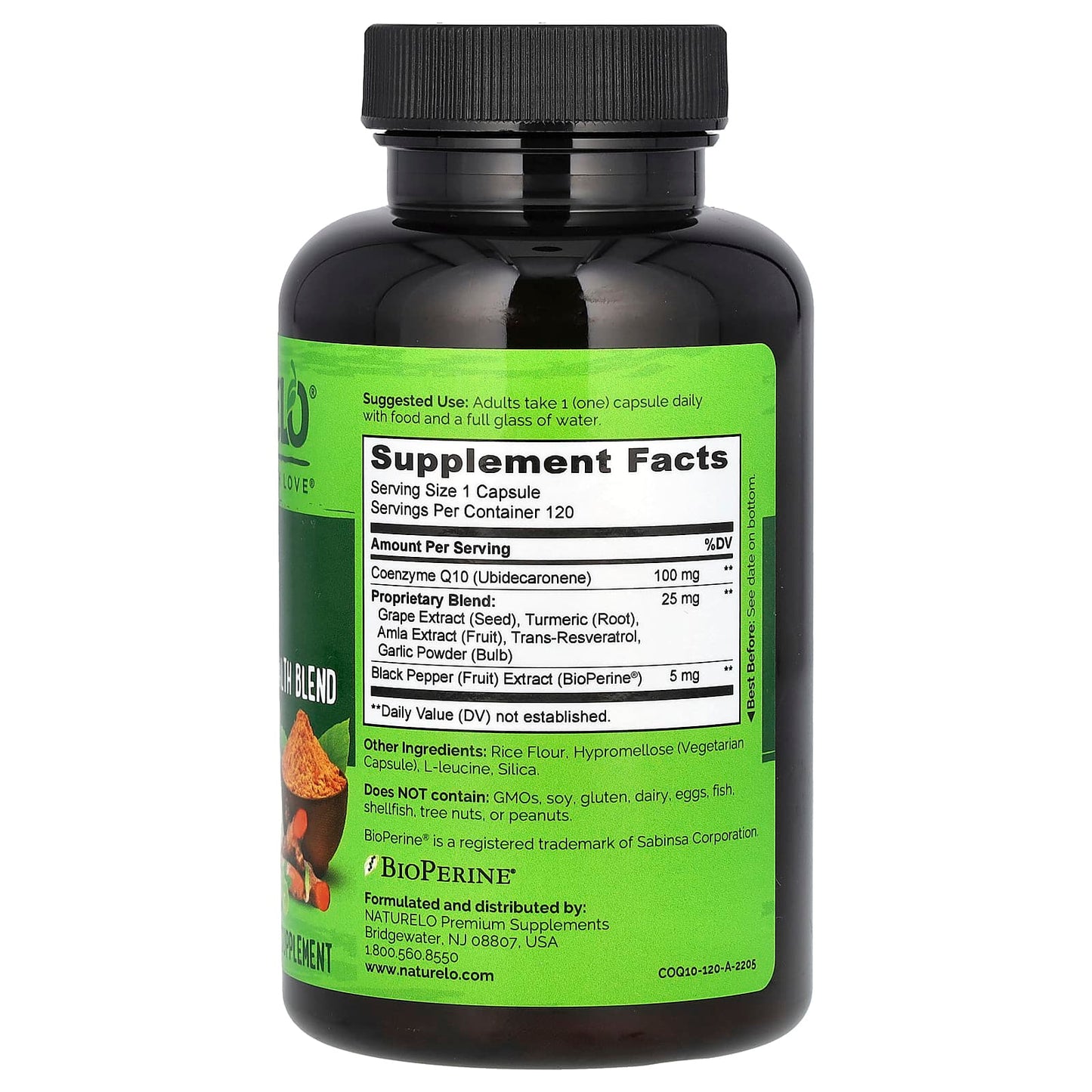NATURELO, CoQ10, Whole Food Heart Health Blend, 120 Vegetarian Capsules - Image 2