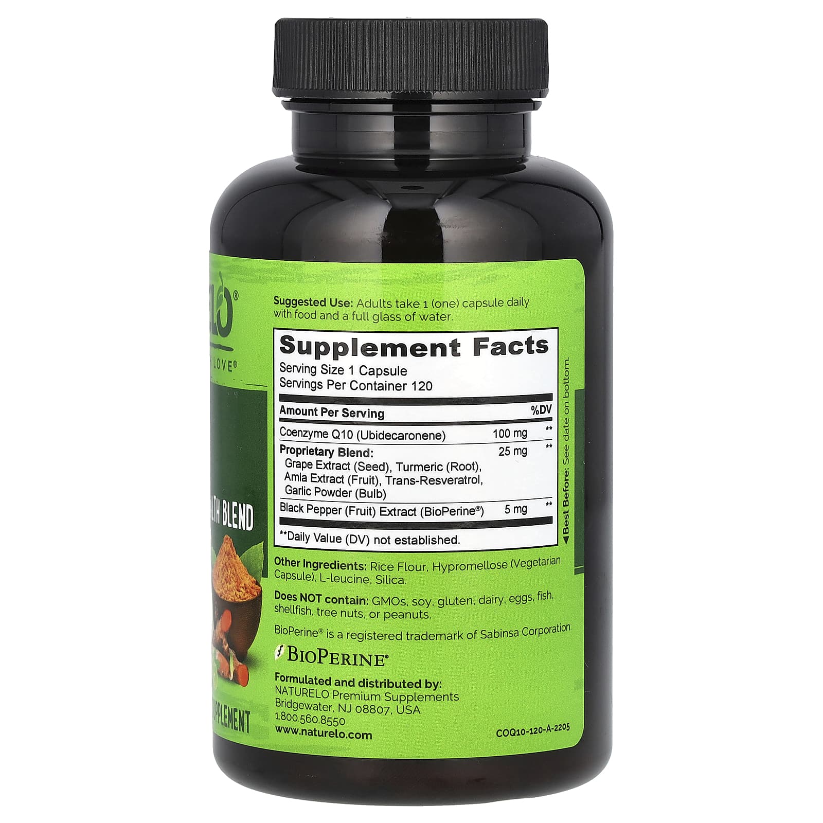 NATURELO, CoQ10, Whole Food Heart Health Blend, 120 Vegetarian Capsules - Image 2