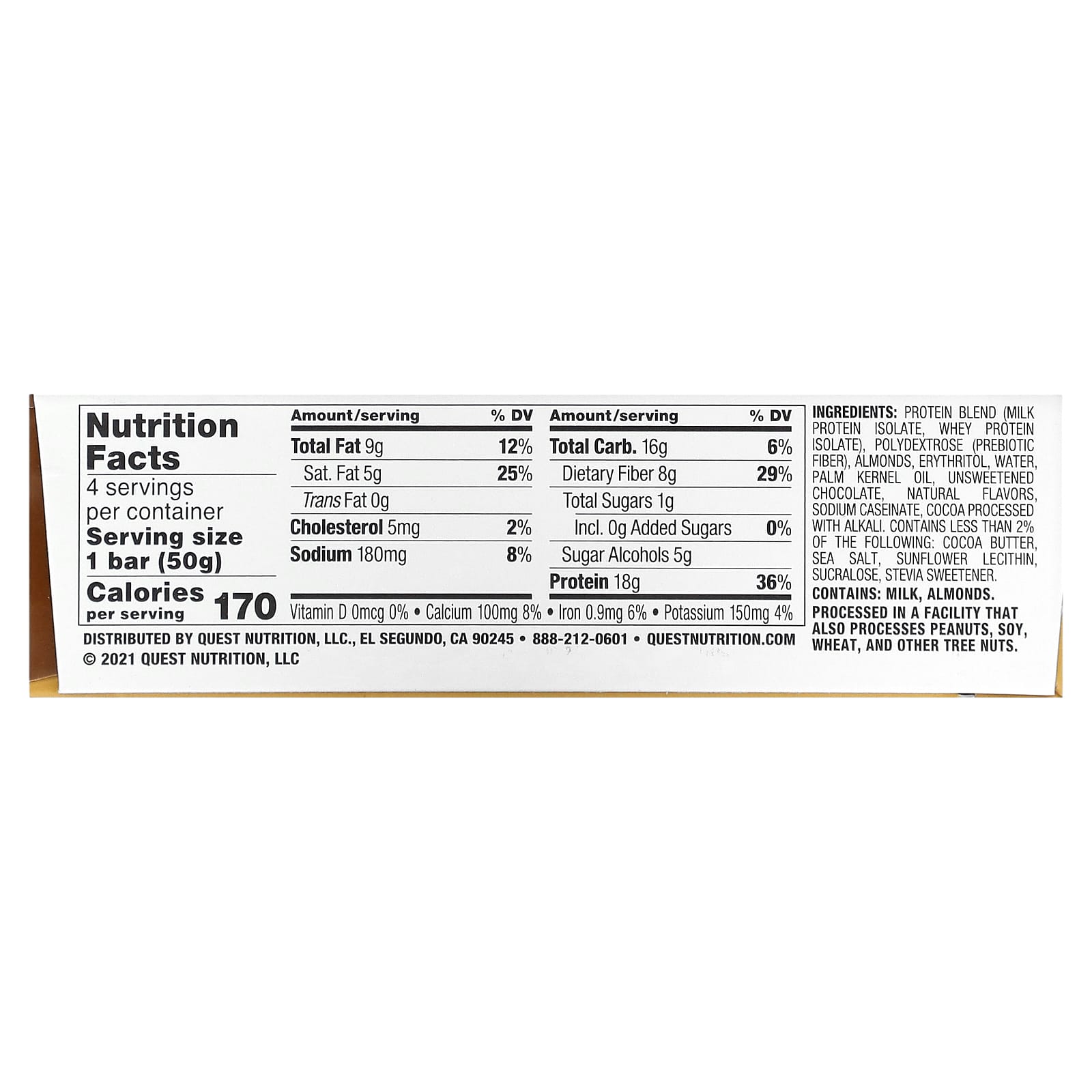 Quest Nutrition, Protein Bar, Dipped Chocolate Chip Cookie Dough, 4 Bars, 1.76 oz (50 g) Each - Image 2