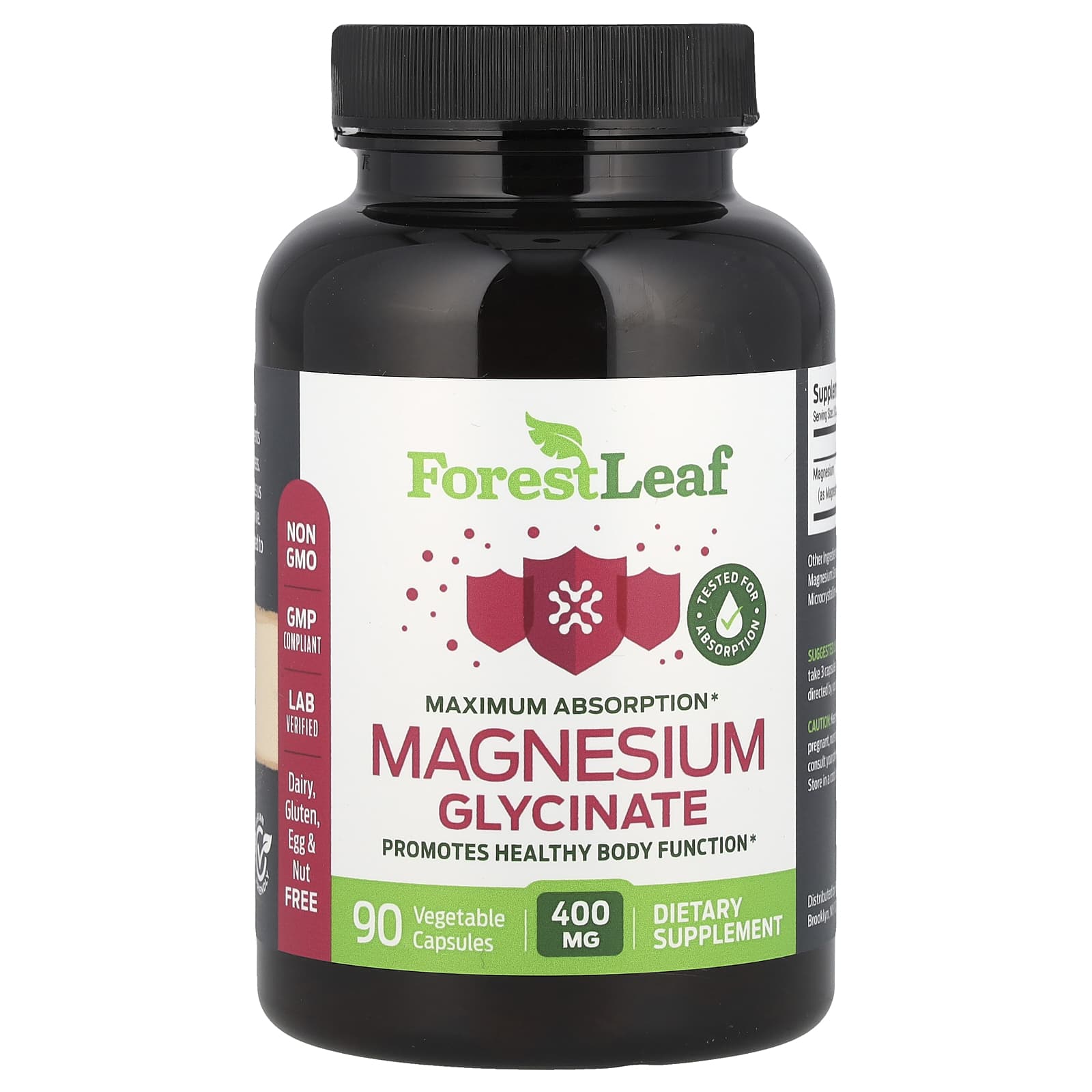 ForestLeaf Magnesium Glycinate for Maximum Absorption & Relaxation, 90 Capsules - Image 1