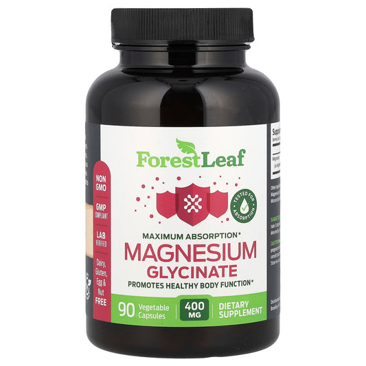 ForestLeaf Magnesium Glycinate for Maximum Absorption & Relaxation, 90 Capsules - Image 1