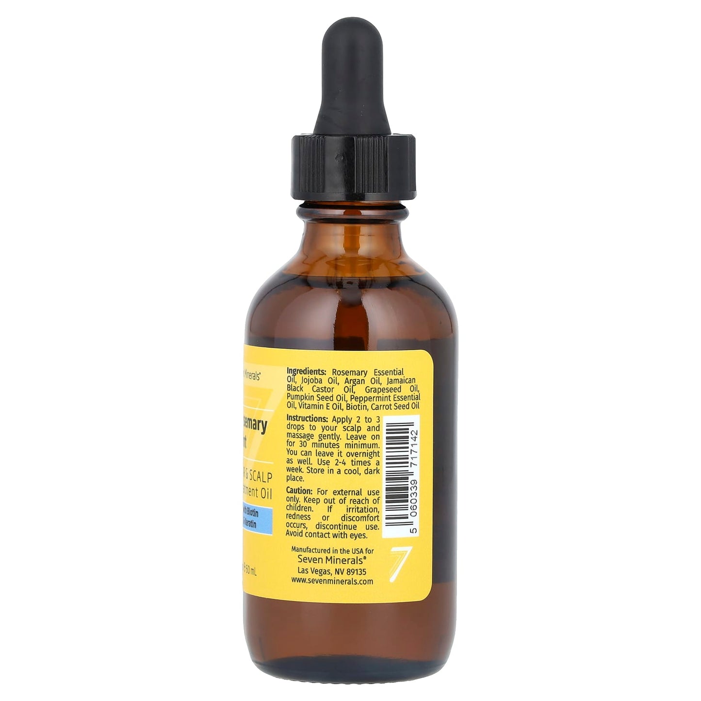 Seven Minerals, Rosemary Mint, Hair & Scalp Treatment Oil, With Biotin & Keratin , 2 fl oz (60 ml) - Image 2