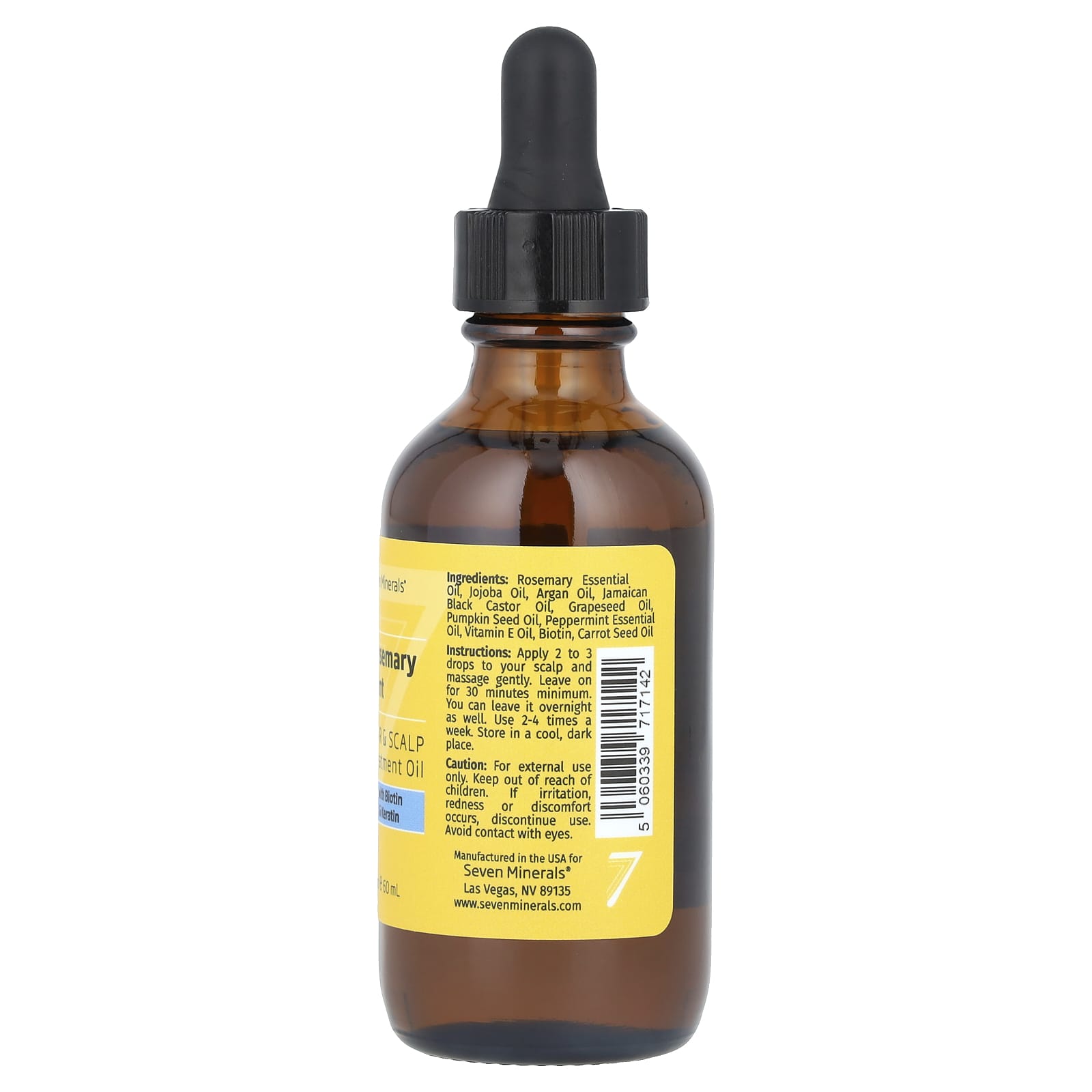 Seven Minerals, Rosemary Mint, Hair & Scalp Treatment Oil, With Biotin & Keratin , 2 fl oz (60 ml) - Image 2