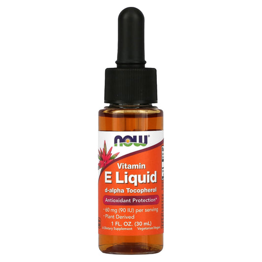 NOW Foods, Vitamin E Liquid, 60 mg (90 IU), 1 fl oz (30 ml) - Image 1