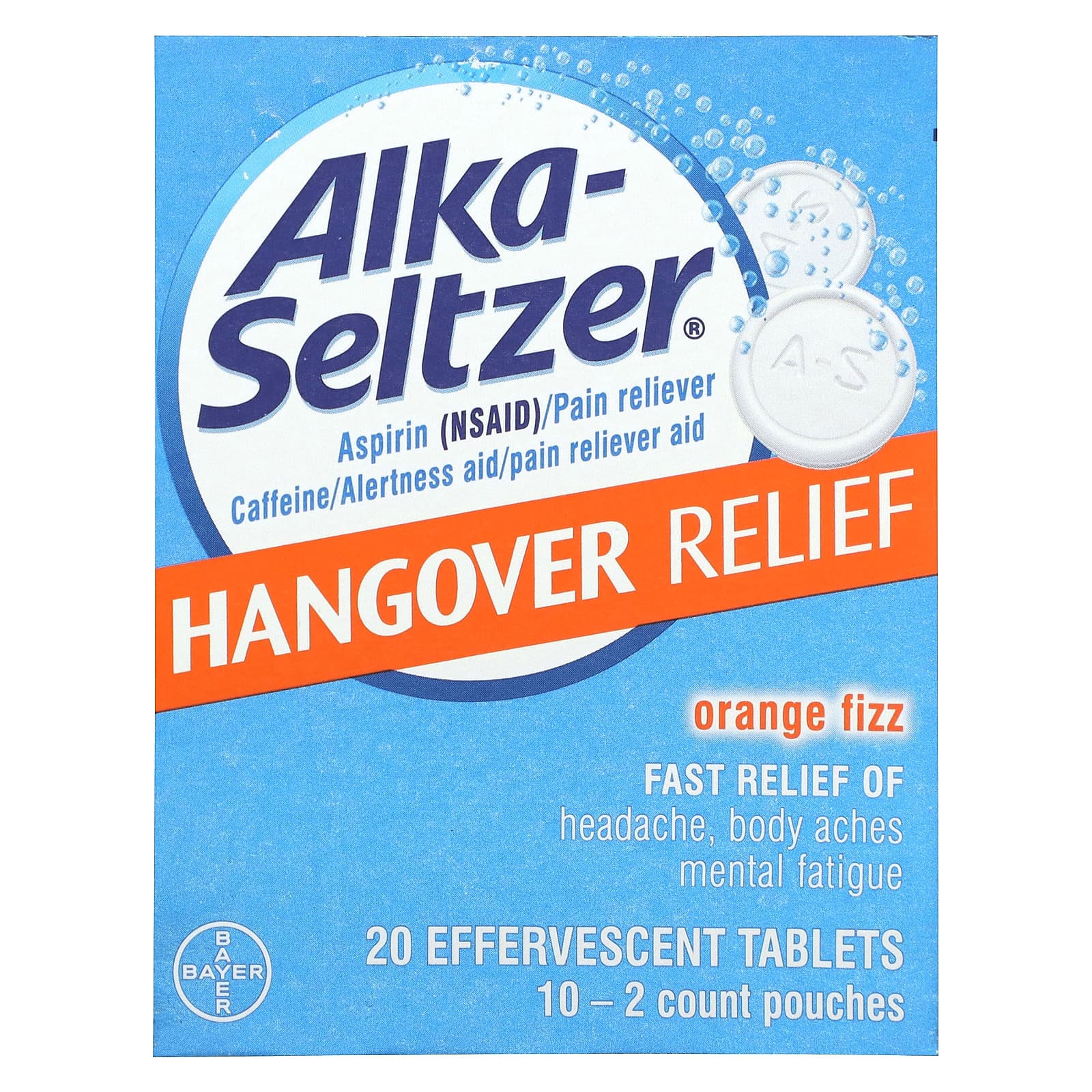 Alka-Seltzer Hangover Relief, 20 Tablets, Fast Headache & Body Ache Relief - Image 1