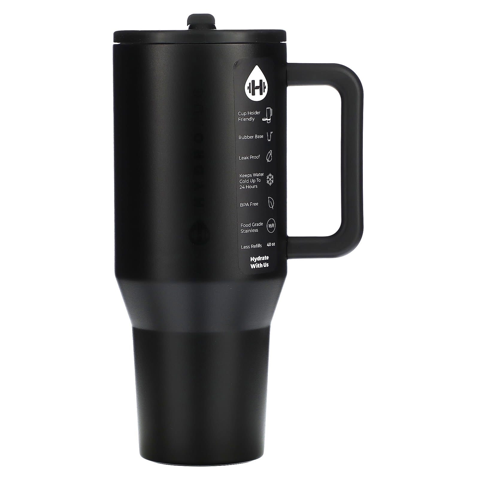 Black 40oz Insulated Travel Tumbler for Hot & Cold Drinks - Image 1