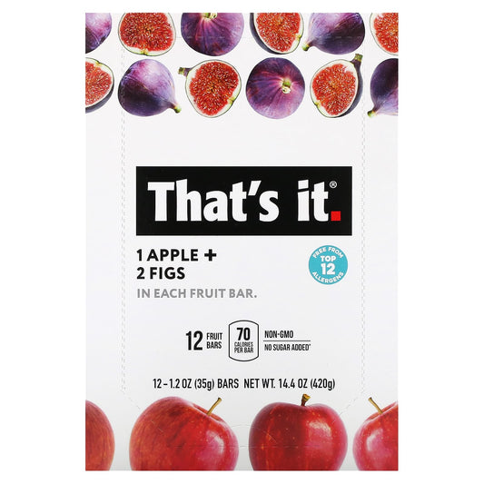 That's It, Fruit Bar, Apple + Figs, 12  Bars, 1.2 oz (35 g) Each - Image 1