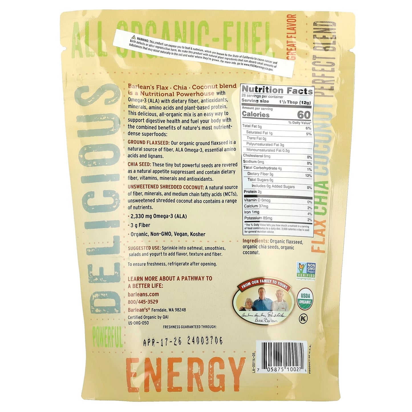 Flax-Chia-Coconut Blend | USDA Organic Omega-3 Superfood - Image 2