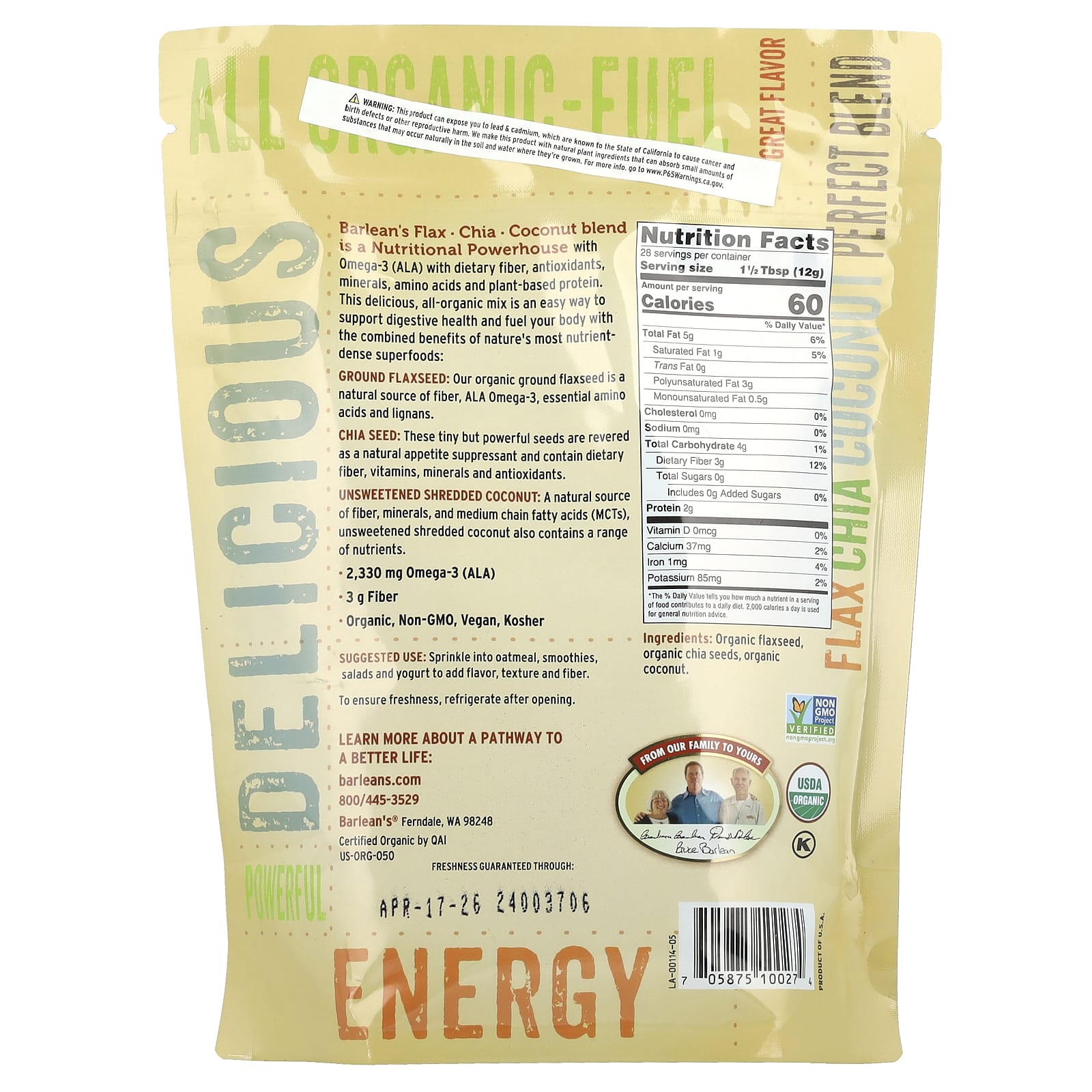 Flax-Chia-Coconut Blend | USDA Organic Omega-3 Superfood - Image 2