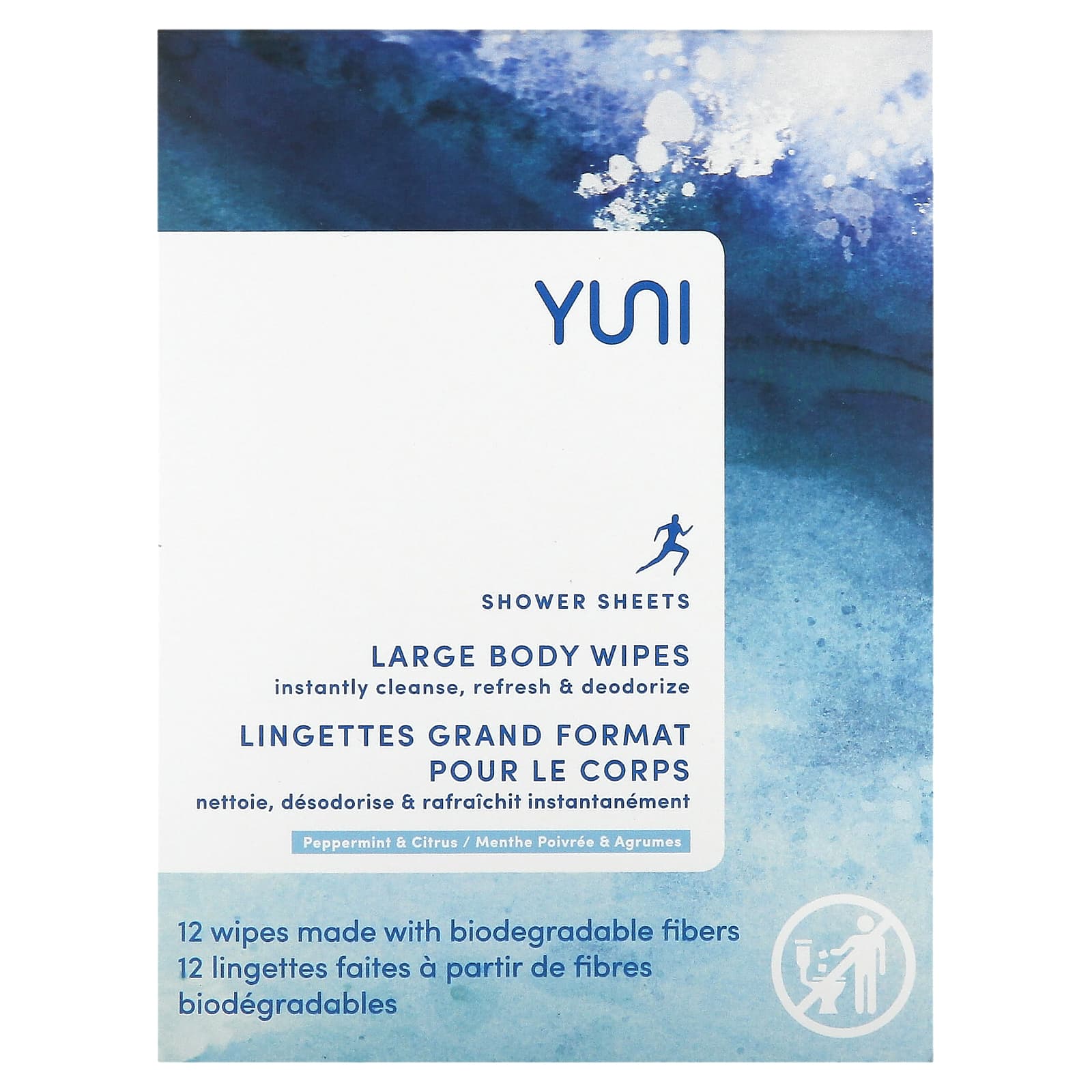 Yuni Beauty, Shower Sheet, Peppermint & Citrus, 12 Wipes - Image 2