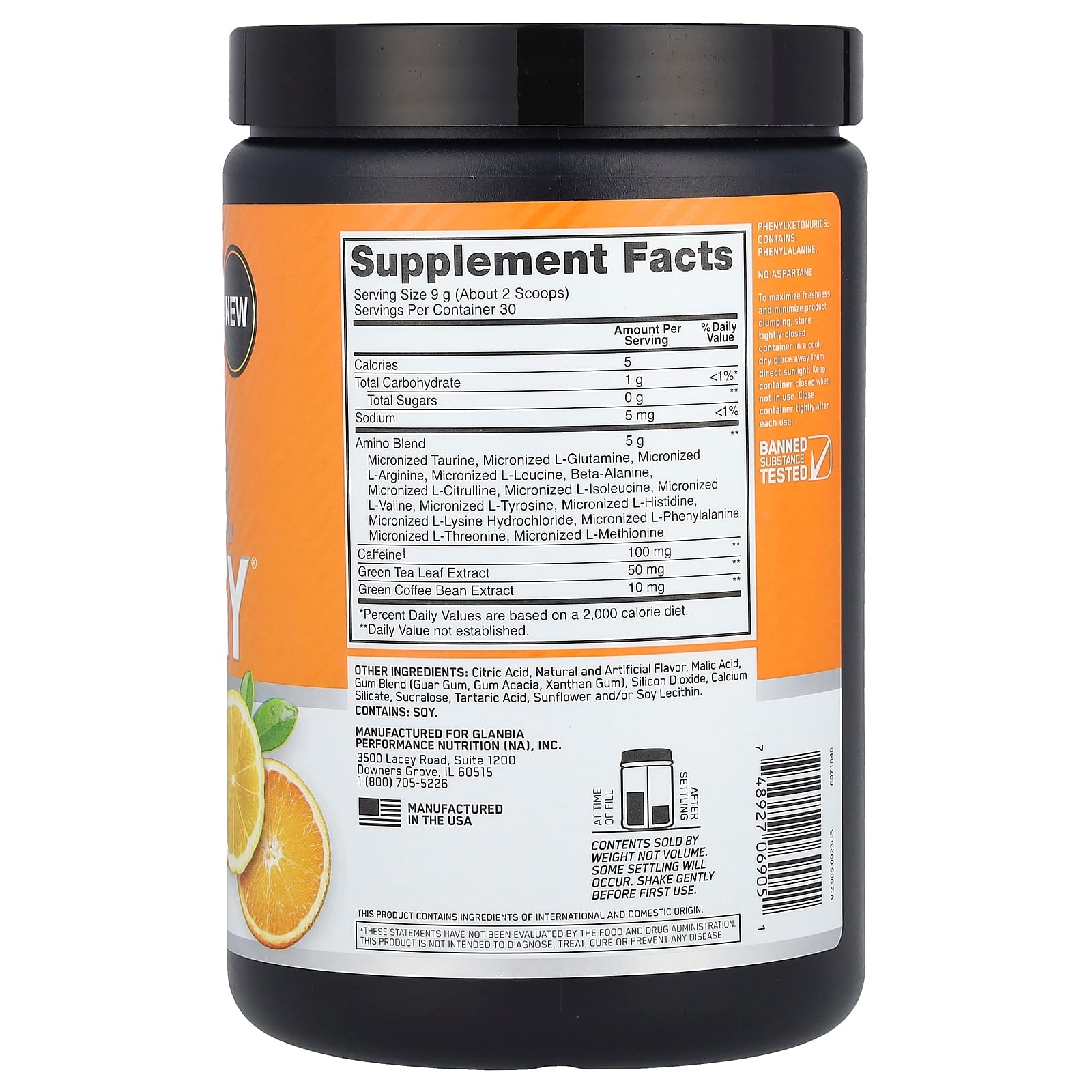 Optimum Nutrition, Essential Amin.o. Energy, Citrus Spritz, 9.5 oz (270 g) - Image 2