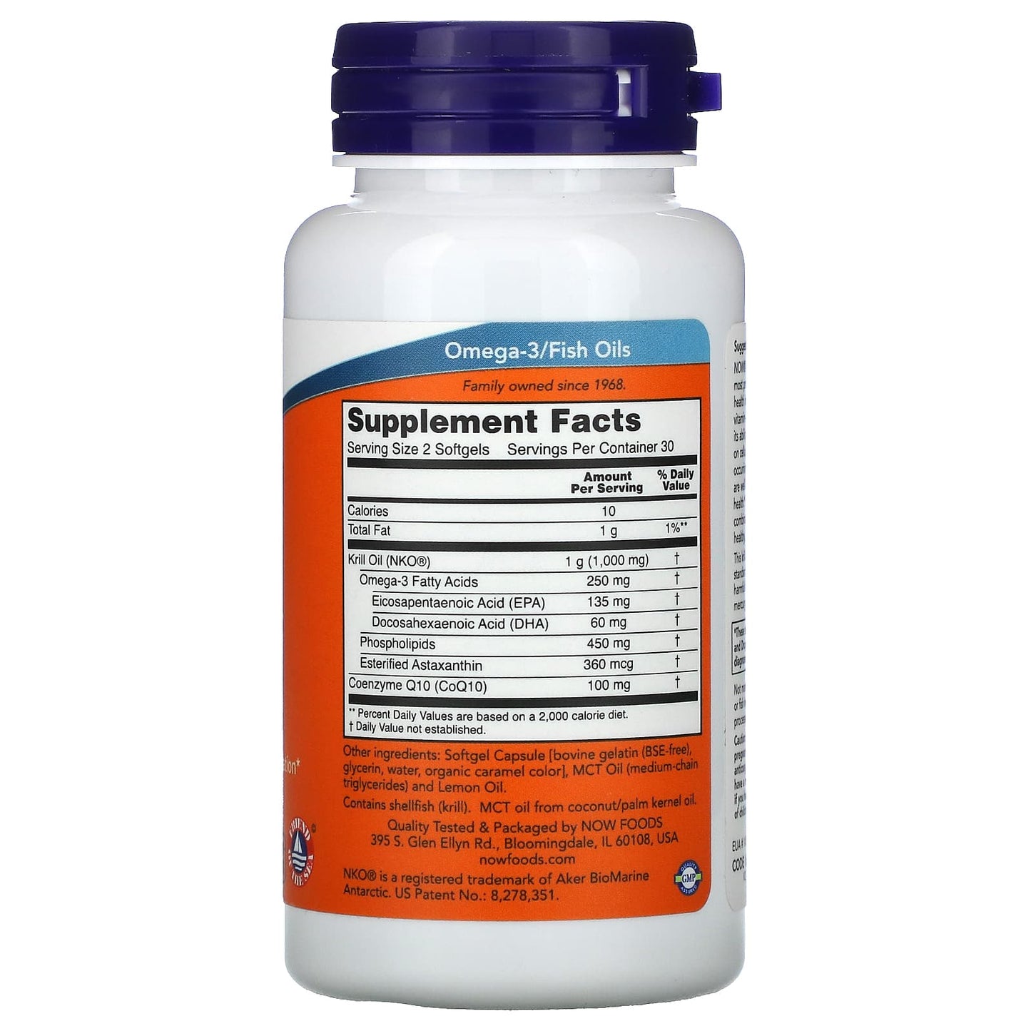NOW Foods, Krill & CoQ10, 60 Softgels - Image 2