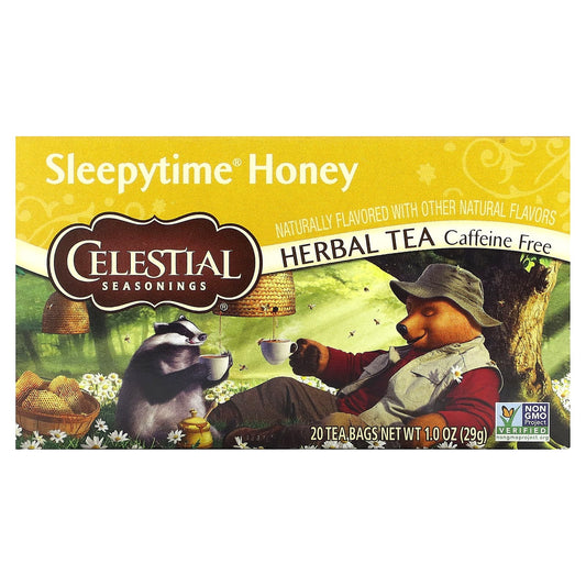 Celestial Seasonings Sleepytime Honey Herbal Tea, 20 Tea Bags, Caffeine Free - Image 1