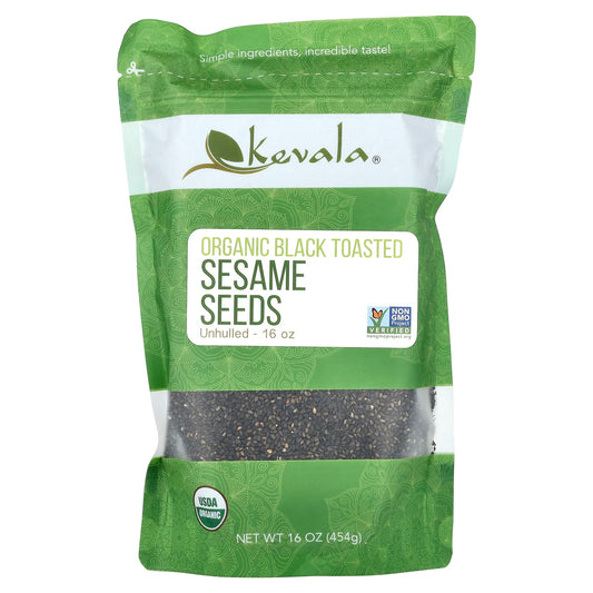 Kevala, Organic Black Toasted Sesame Seeds, Unhulled, 16 oz (454 g) - Image 1