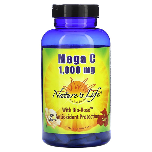 Nature's Life, Mega C With Bio-Rose, 1,000 mg, 250 Tablets - Image 1