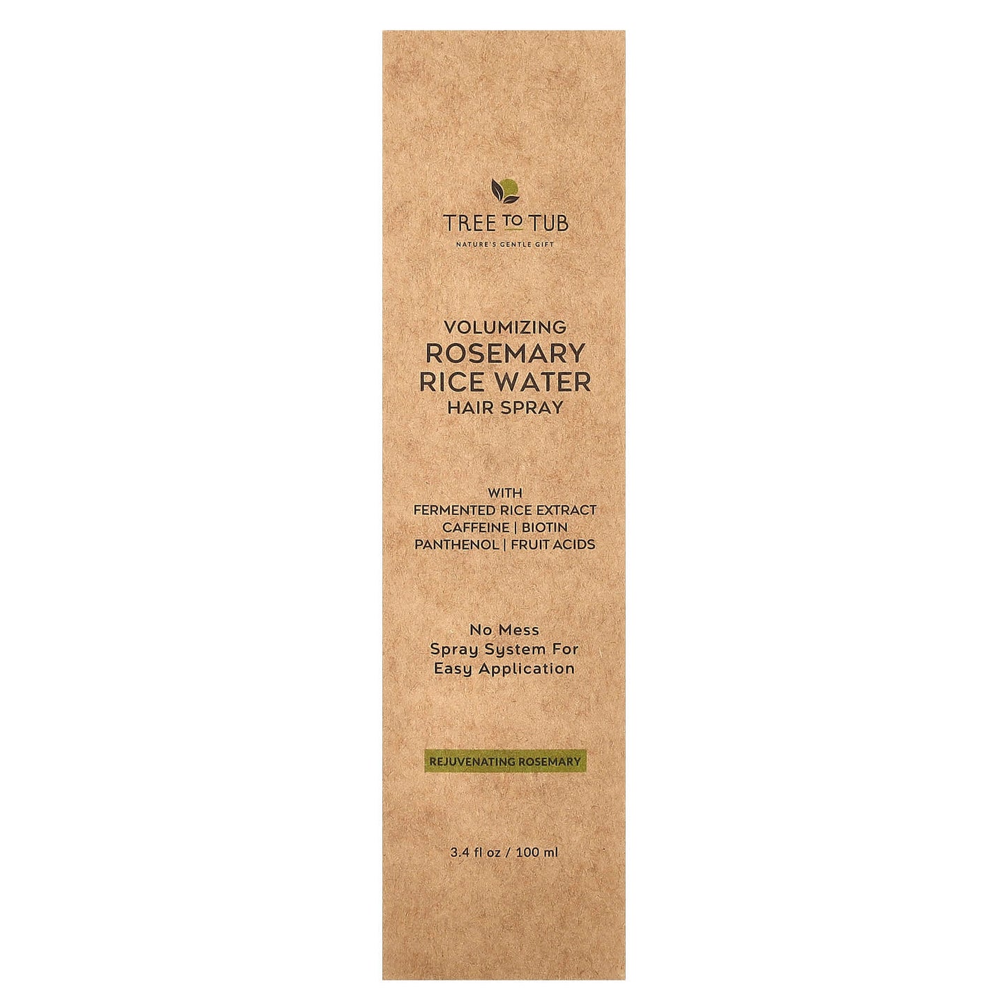 Tree To Tub, Volumizing Rosemary Rice Water Hair Spray, 3.4 fl oz (100 ml) - Image 2