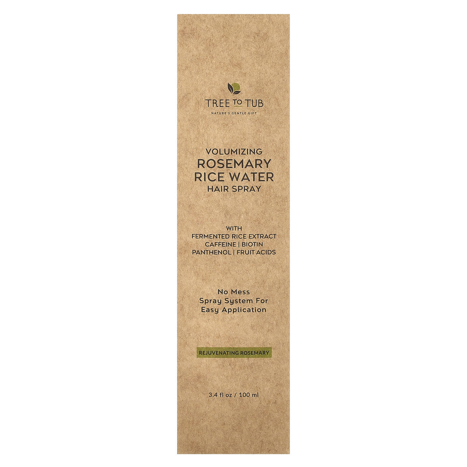 Tree To Tub, Volumizing Rosemary Rice Water Hair Spray, 3.4 fl oz (100 ml) - Image 2