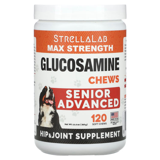 StrellaLab, Max Strength Glucosamine Chews,  For Dogs, Senior Advanced, 120 Soft Chews 12.6 oz (360 g) - Image 1
