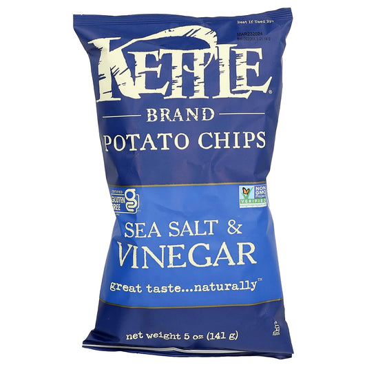 Kettle Foods, Potato Chips, Sea Salt & Vinegar, 5 oz (141 g) - Image 1