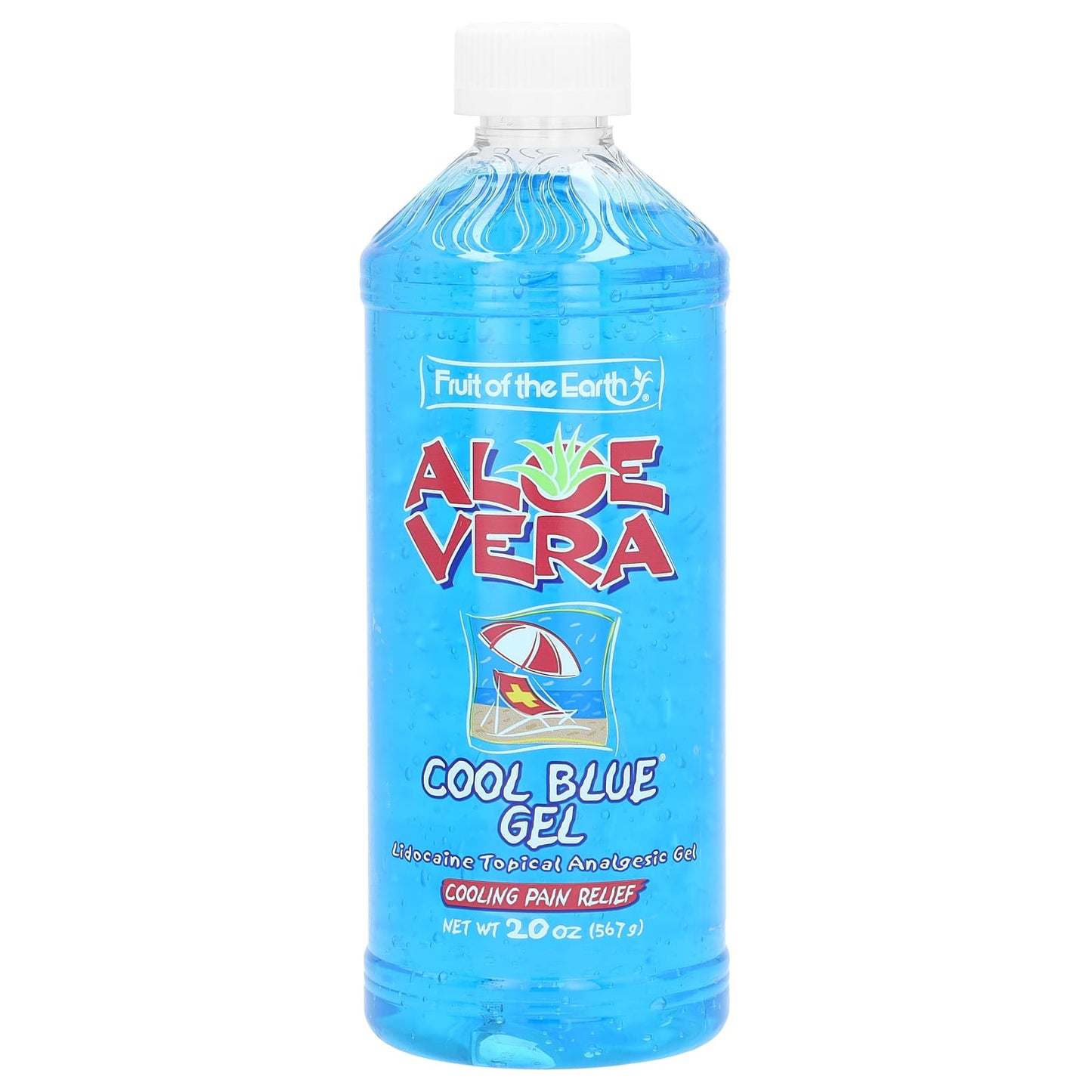 Aloe Vera Cool Blue Gel for Pain Relief & Skin Irritations by Fruit of the Earth, 20oz - Image 1