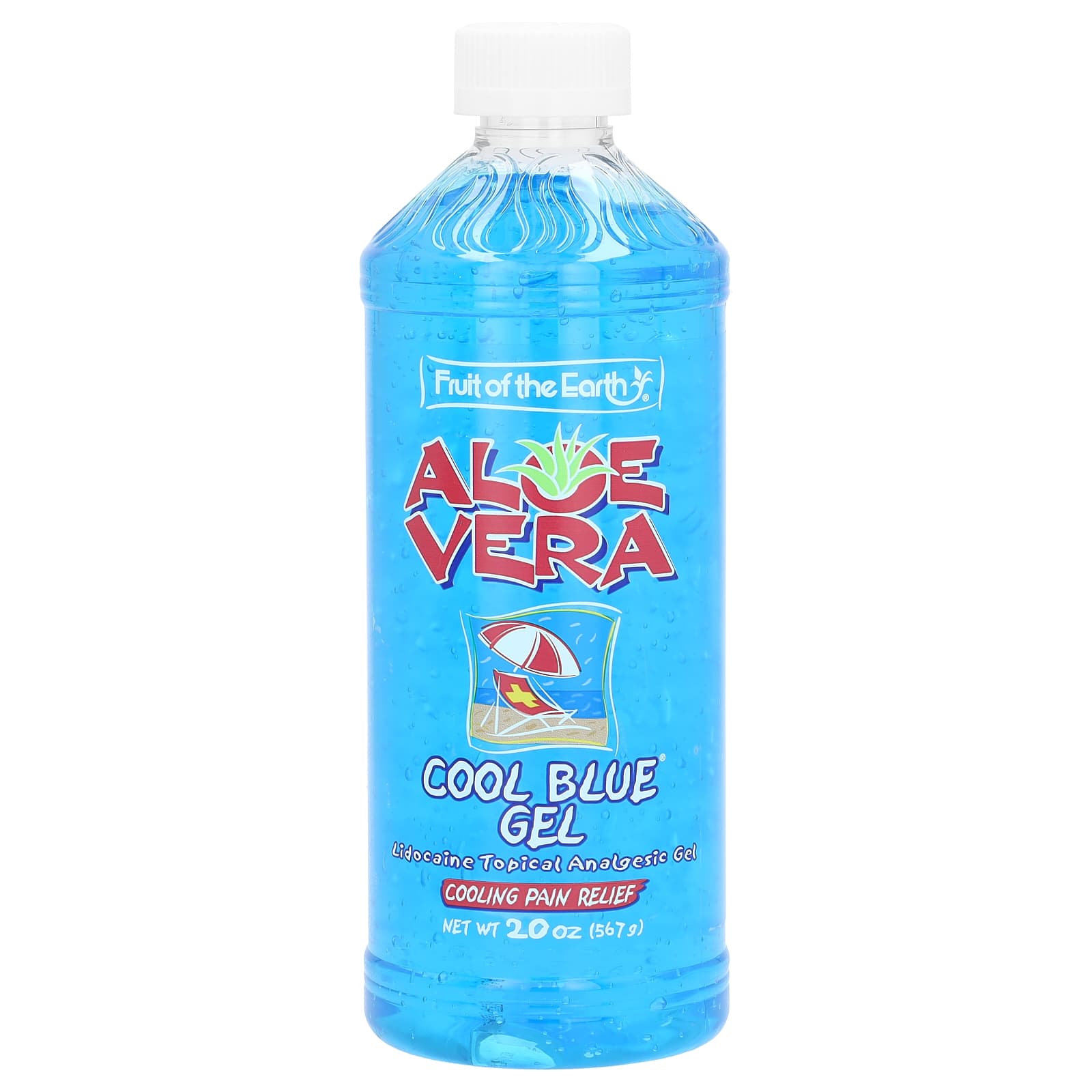Aloe Vera Cool Blue Gel for Pain Relief & Skin Irritations by Fruit of the Earth, 20oz - Image 1