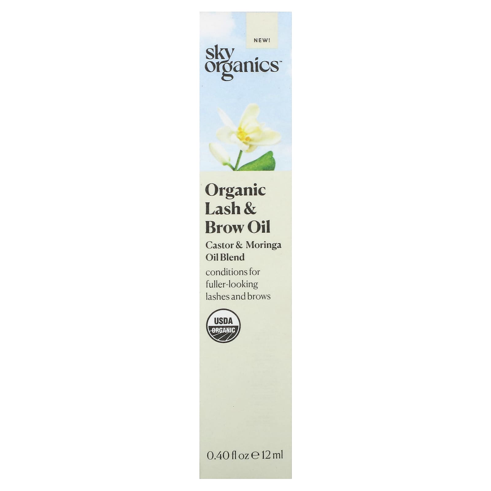 Sky Organics, Organic Lash & Brow Oil, Castor & Moringa Oil Blend, 0.4 fl oz (12 ml) - Image 2