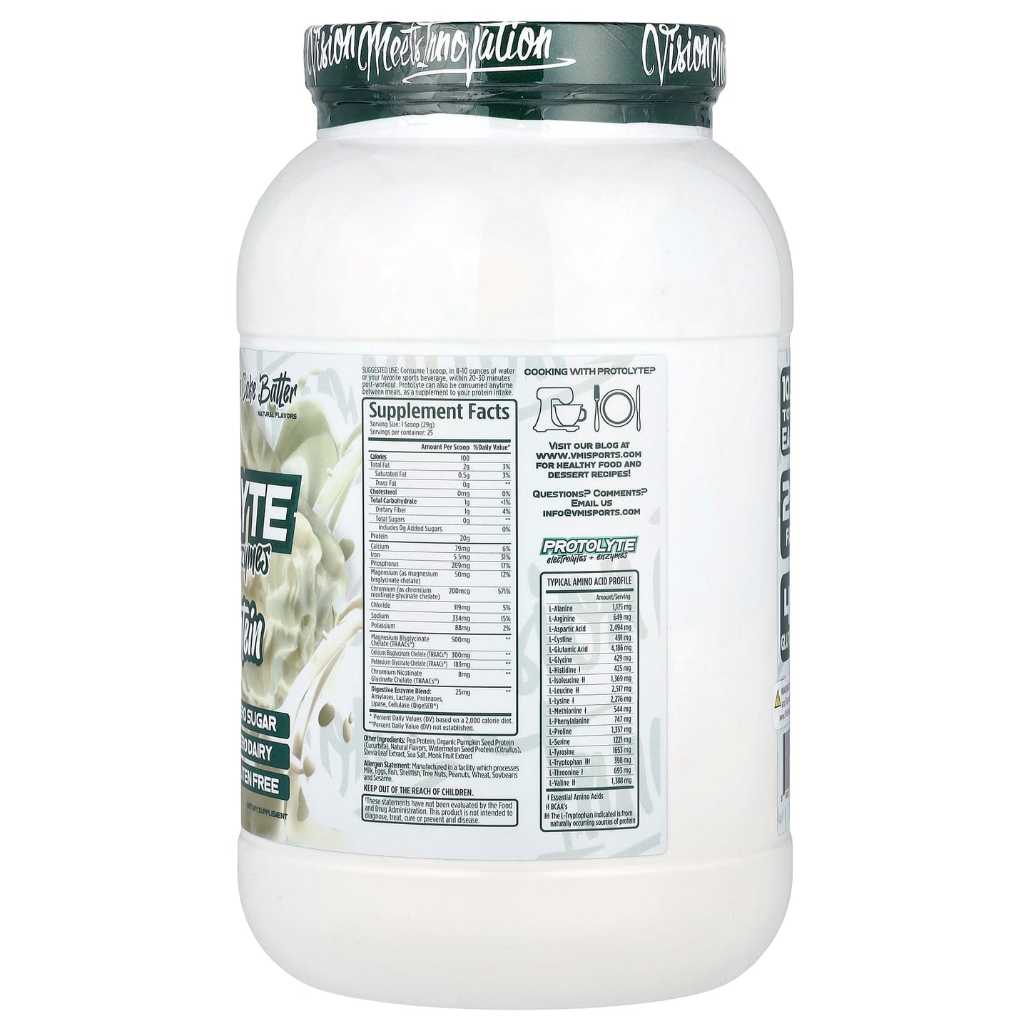 VMI Sports, ProtoLyte, Plant Protein Powder, Vanilla Cake Batter, 1.6 lb (725 g) - Image 2